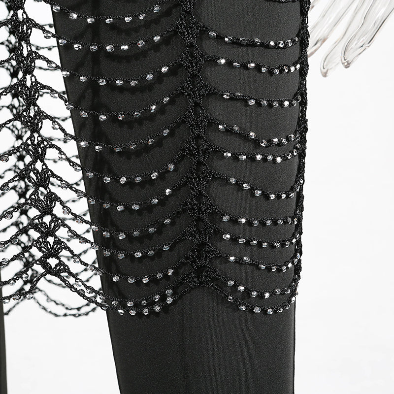 Kvinnors Glittrig Miniklänning med Trasiga Detaljer i Polyester-4