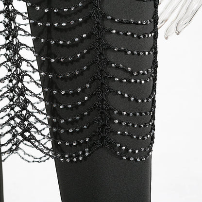 Kvinnors Glittrig Miniklänning med Trasiga Detaljer i Polyester-4