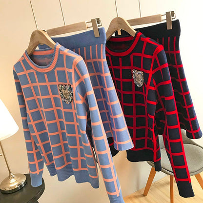 Kvinnors Rockset Långärmad Topp Minikjol Bomull-3