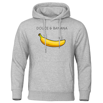 Hoodie Herr med Banantryck Lätt Passform Acetat-Bomull 10