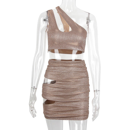 Variant image for Dam Kjol och Topp Set Monokrom Kort Ärmlös Polyester Spandex-1