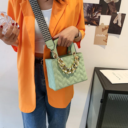 Handväska Dam Geometrisk Design PU-Läder med Dubbelt Grepp och Flera Fack-5