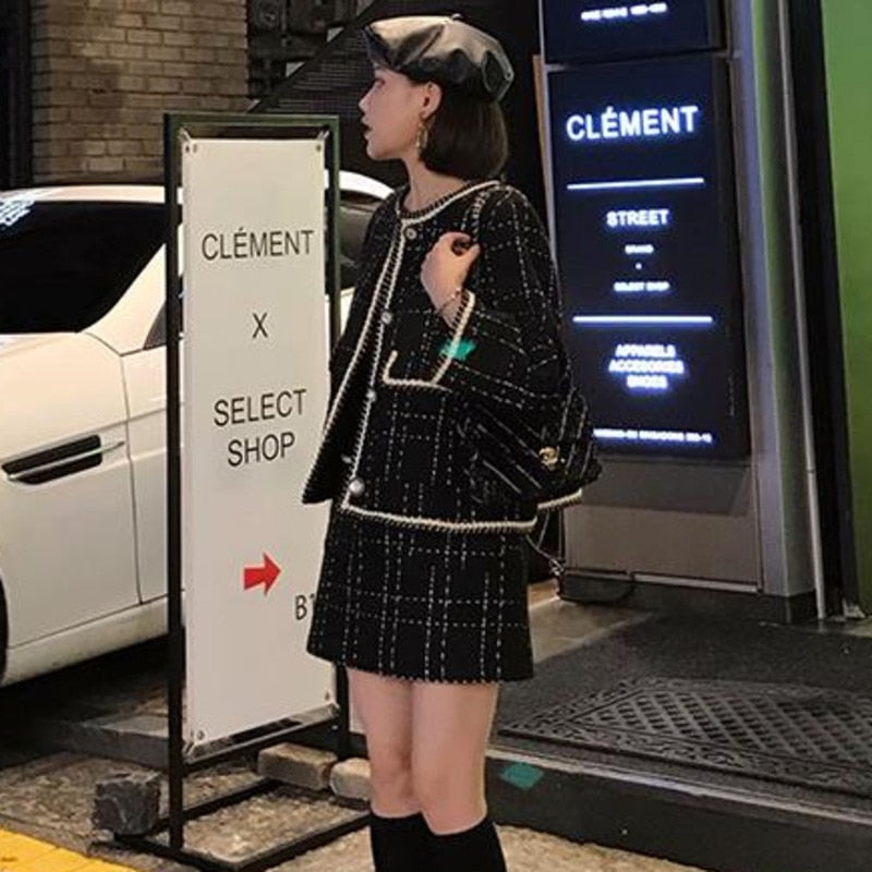 Dam Set Jacka och Minikjol Bomull Polyester-5