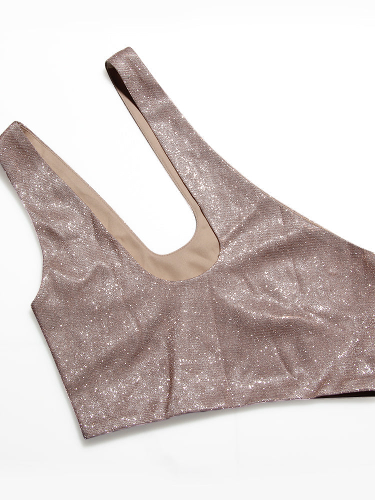 Dam Kjol och Topp Set Monokrom Kort Ärmlös Polyester Spandex-5