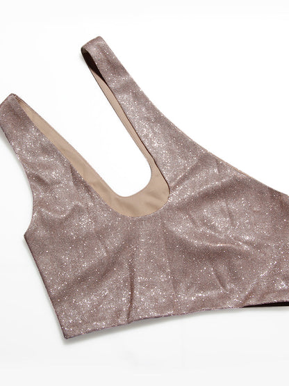 Dam Kjol och Topp Set Monokrom Kort Ärmlös Polyester Spandex-5