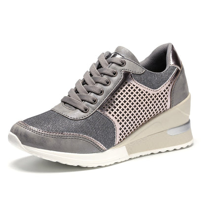 Dam Sneakers i Högkvalitativt Läder med Medelhög Snitt och Flexibla Gummisulor – Komfortabla och Stiliga Plattforms Sneakers 8