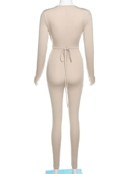 Dam Overall Monokrom i Polyester med Snörning och Tätt Passande Design - Perfekt för Vardag och Utekvällar 6