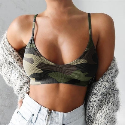 Damernas Crop Top Camouflage 100% Bomull 2