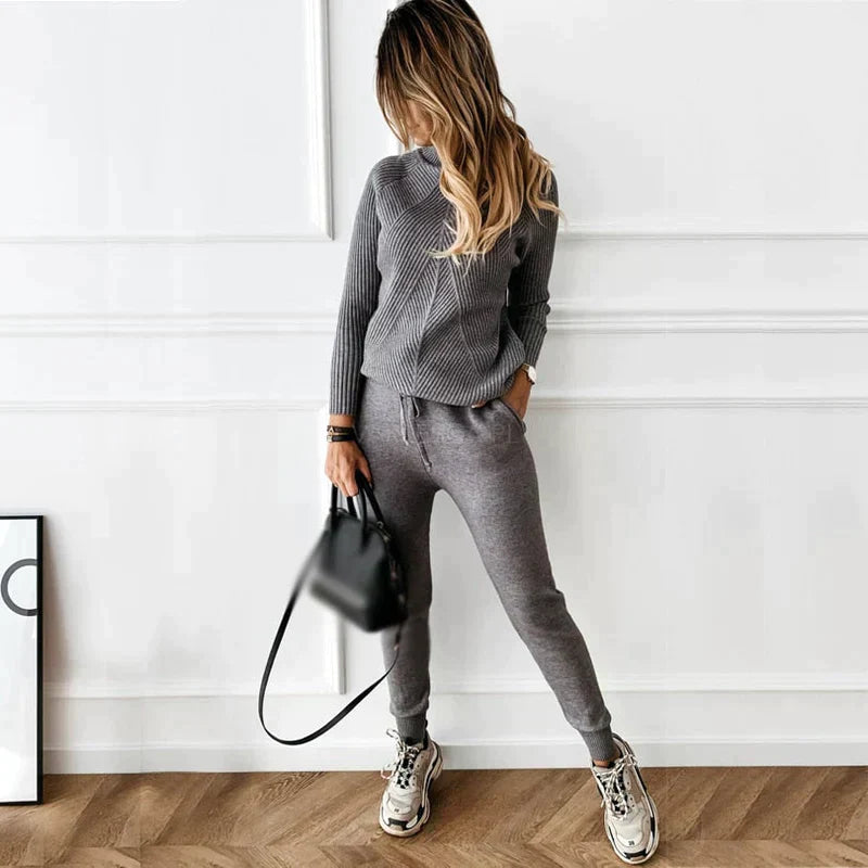 Dam Träningsset Avslappnad Stil Elastisk Midja Polyester-3