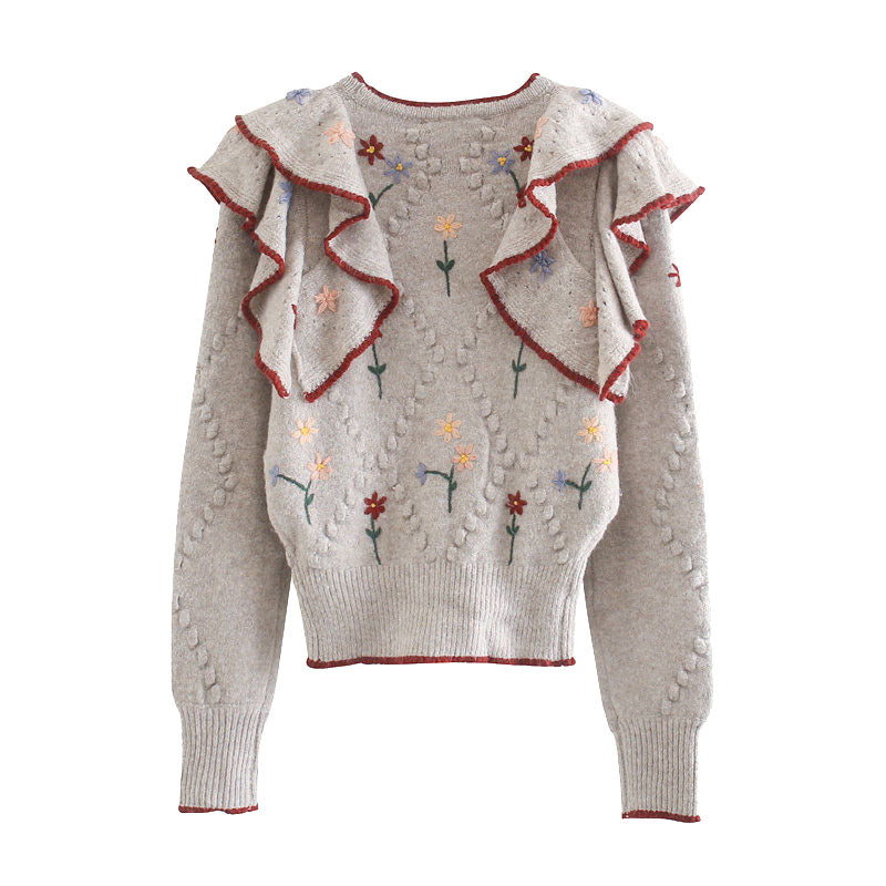 Dam Tröja Blommig V-Neck Polyester-2