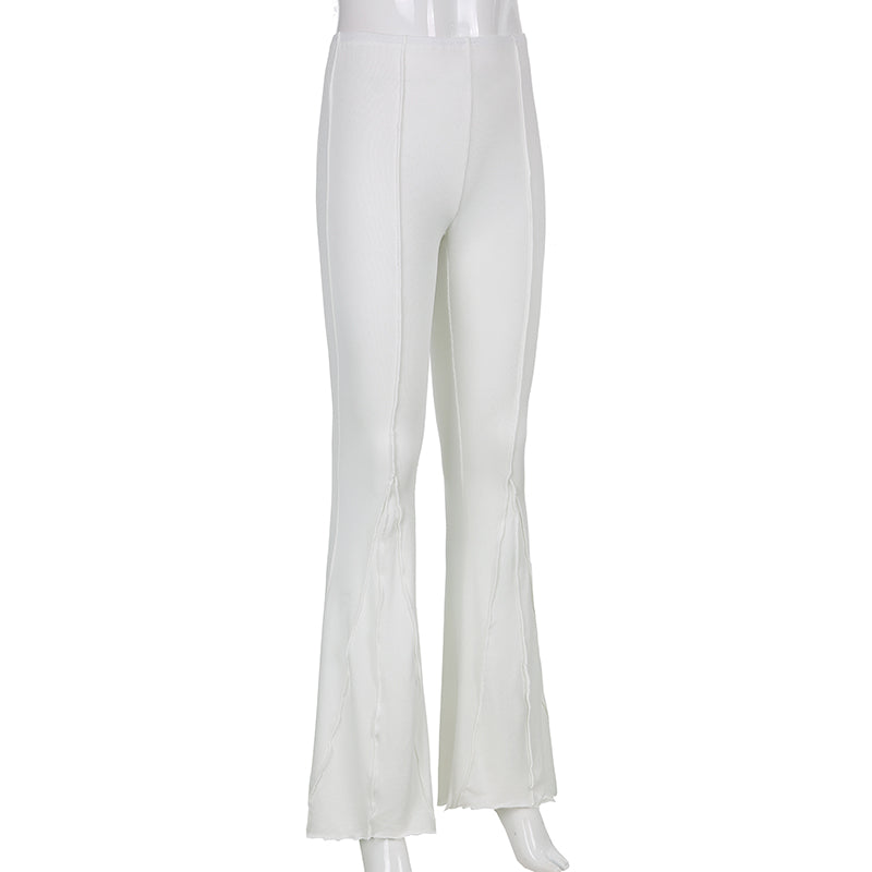 Dam Byxor Med Resår I Midjan Hög Midja Mjuk Polyester Snygga Byxor-6