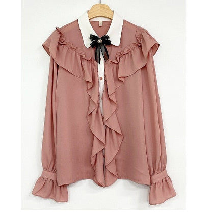 Vit Dam Blus Chiffon med Ruffle Detaljer 8