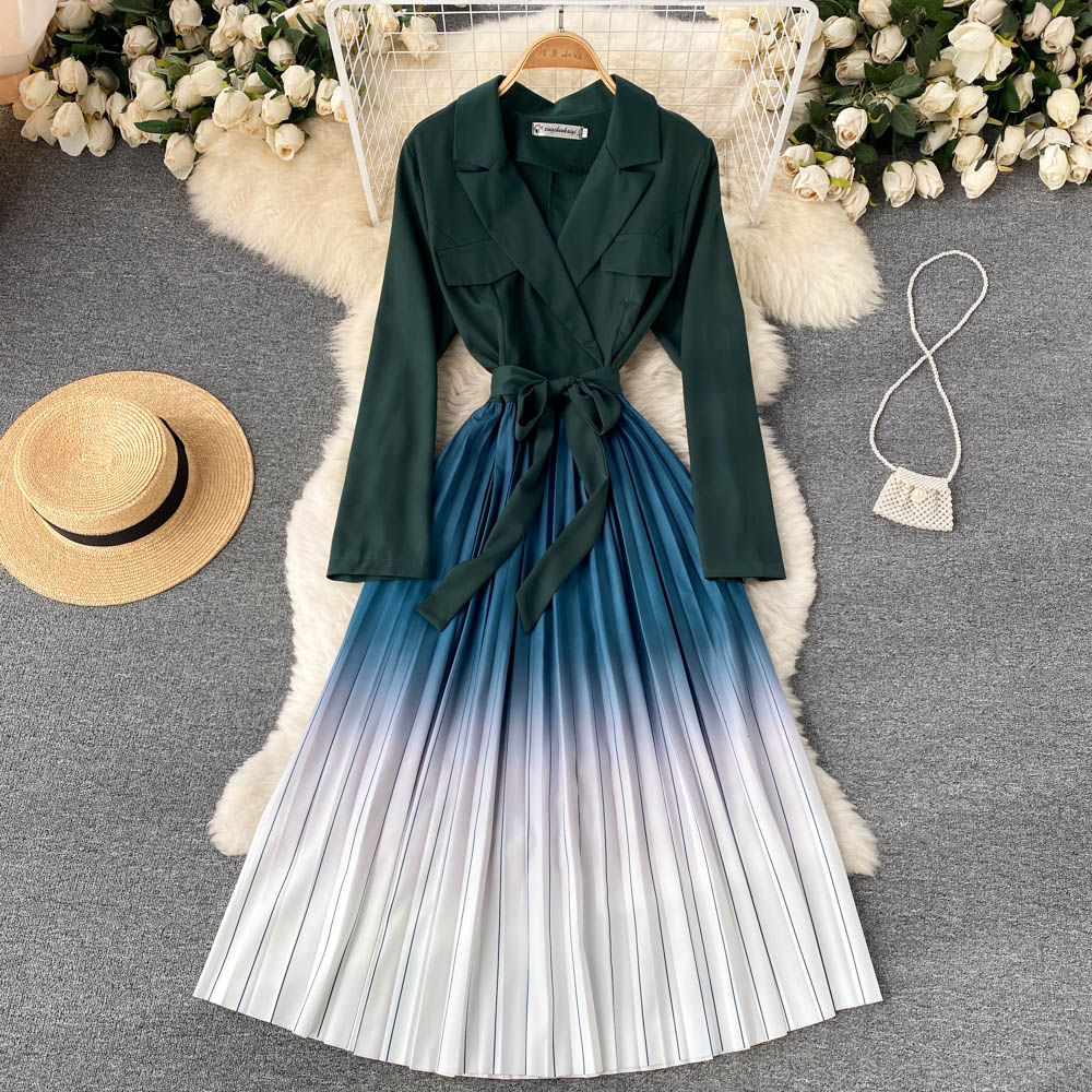 Variant image for Kvinnors Midi Klänning A-linje Polyester Rynkad-1