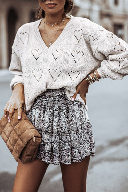 Dam Stickad Tröja V-hals Akryl Långärmad-2