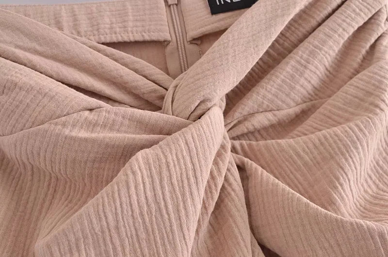 Dam Midi Kjol Rynkad Bomullsblandning-3