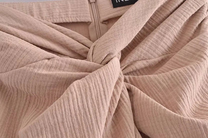 Dam Midi Kjol Rynkad Bomullsblandning-3