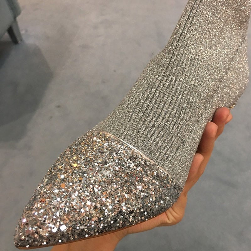 Kvinnors Ankelskor Spetsig Tå Syntetisk Material-3