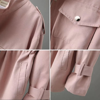 Kvinnors Trenchjacka Långärmad Fritidsstil Polyester-2