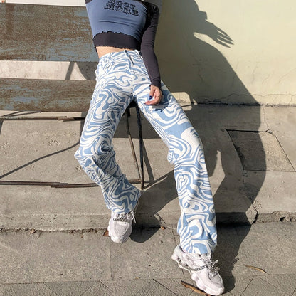 Dam Jeans Geometriskt Mönster 100% Bomull Regelbunden Passform-2