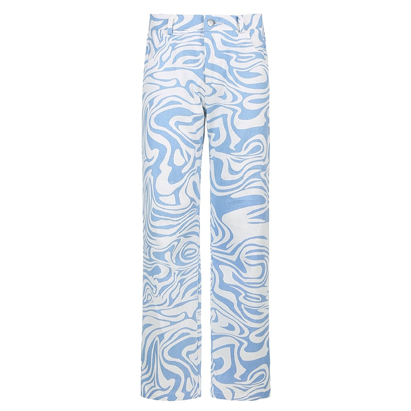 Dam Jeans Geometriskt Mönster 100% Bomull Regelbunden Passform-4