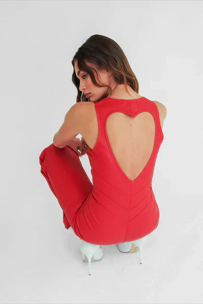 Dam Jumpsuit Bodycon med Hjärthalsringning i Stretchmaterial - Figursydd Elegant Passform för Fester och Avslappnade Tillfällen 5