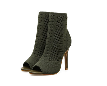 Variant image for Dam Ankelstövlar Peeptoe Stretch Gummi Hög Klack-2