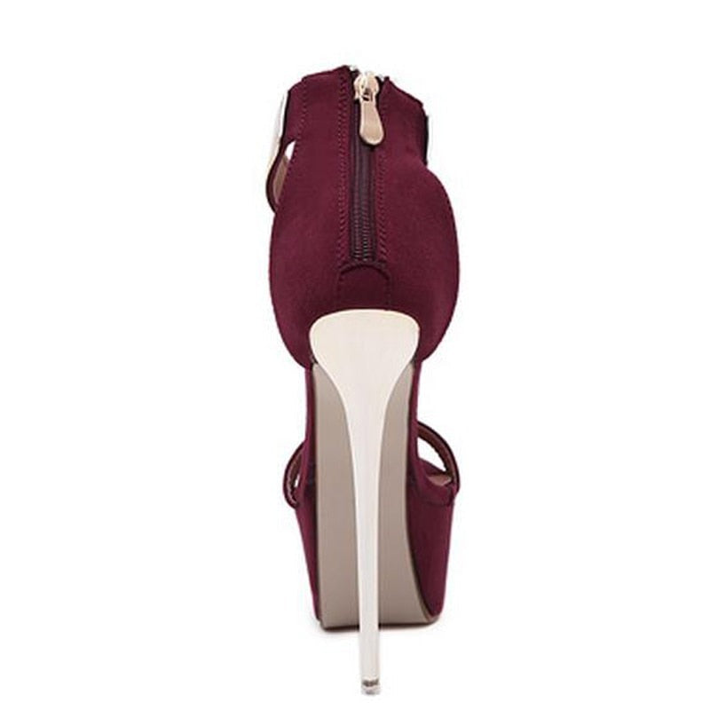 Dam Sandaler Filigran Klack PU Dragkedja 6 cm Komfort Skor-4