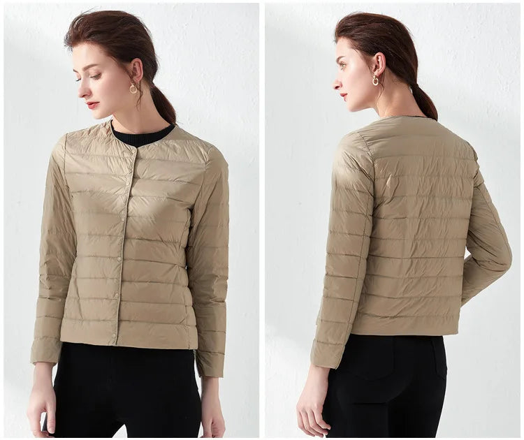 Dam Lång Vinterjacka Lätt Polyester för Kalla Väderförhållanden-5
