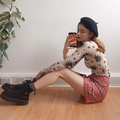 Dam Sweatshirt Transparent Nätverk Unikt Tryck 100% Bomull-3