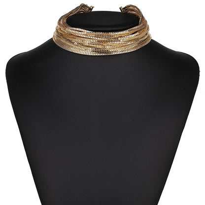 Dam Halsband Geometrisk Choker i Zinklegation Flerskiktad Design-5