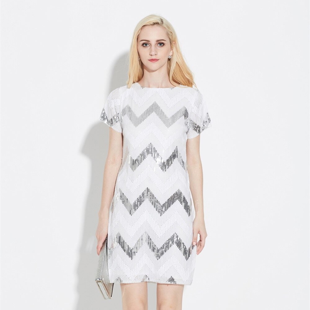 Variant image for Kvinnors Glittrig Miniklänning Geometrisk Design Nätverk Polyester-2