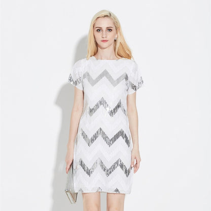 Variant image for Kvinnors Glittrig Miniklänning Geometrisk Design Nätverk Polyester-2