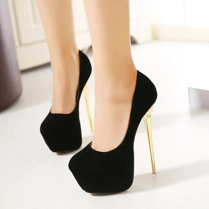 Dam Pumps Rund Tå Monokrom PU för Elegant Stil och Komfort-2