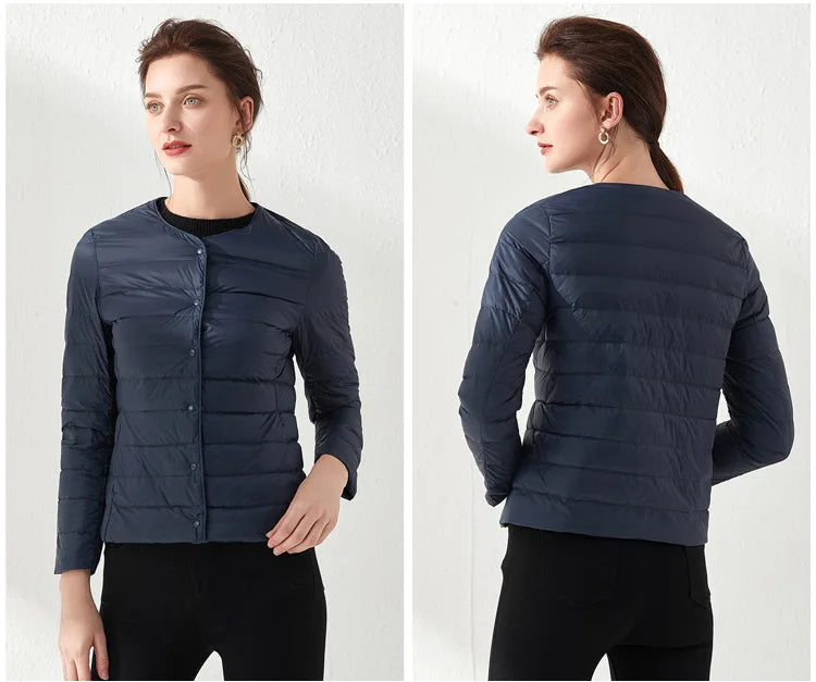 Dam Lång Vinterjacka Lätt Polyester för Kalla Väderförhållanden-4
