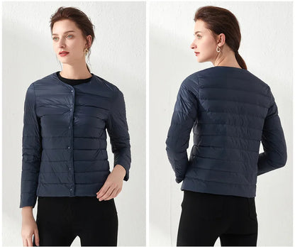 Dam Lång Vinterjacka Lätt Polyester för Kalla Väderförhållanden-4