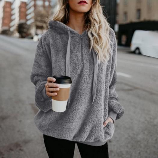 Damjacka Med Huva Lång Ärmar Polyester Gatumodestil-1