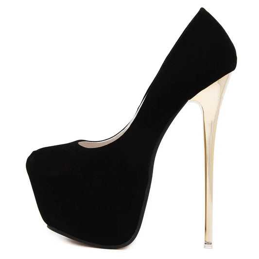 Dam Pumps Rund Tå Monokrom PU för Elegant Stil och Komfort-1
