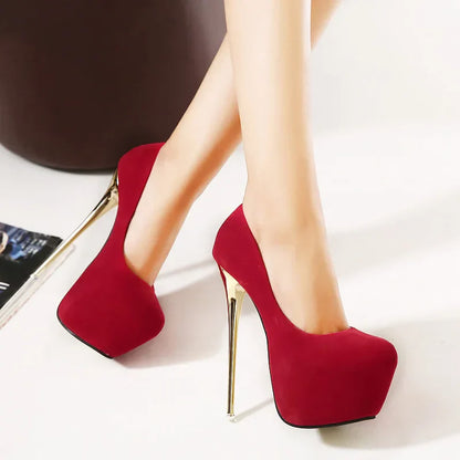 Dam Pumps Rund Tå Monokrom PU för Elegant Stil och Komfort-4
