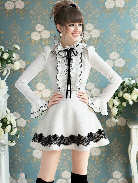 Variant image for Dam Blus Stativkrage Långa Ärmar Acetat Spandex-1
