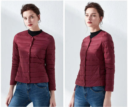 Dam Lång Vinterjacka Lätt Polyester för Kalla Väderförhållanden-6