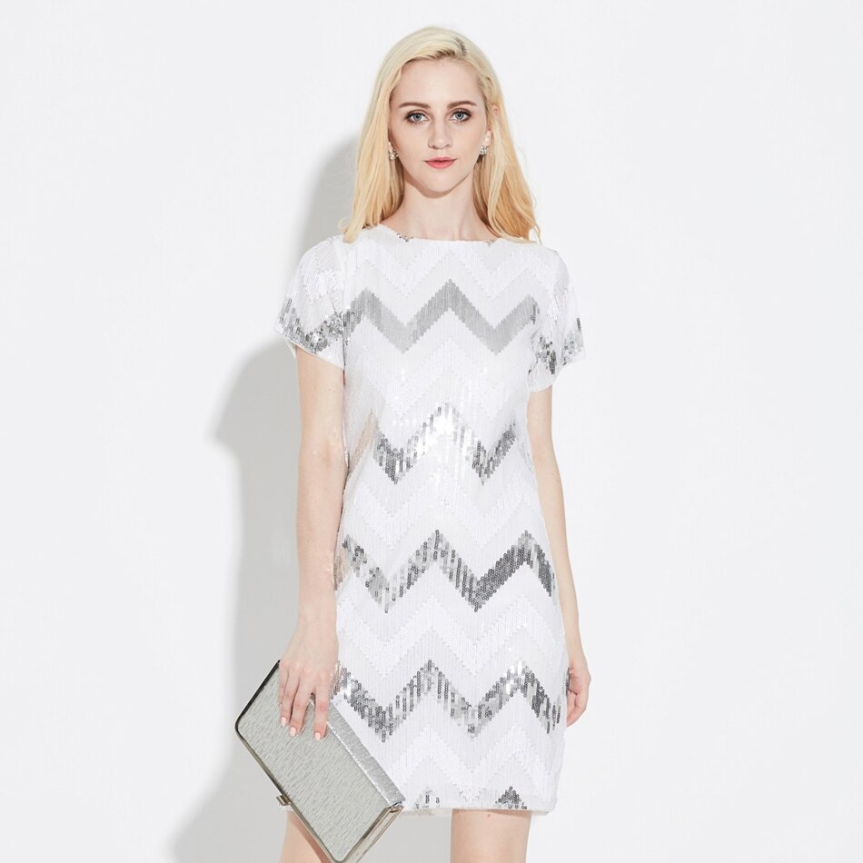 Kvinnors Glittrig Miniklänning Geometrisk Design Nätverk Polyester-5