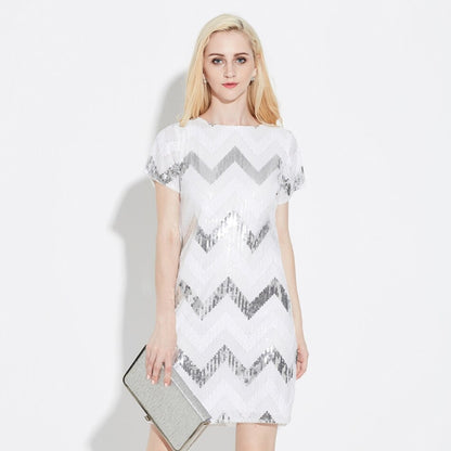 Kvinnors Glittrig Miniklänning Geometrisk Design Nätverk Polyester-5