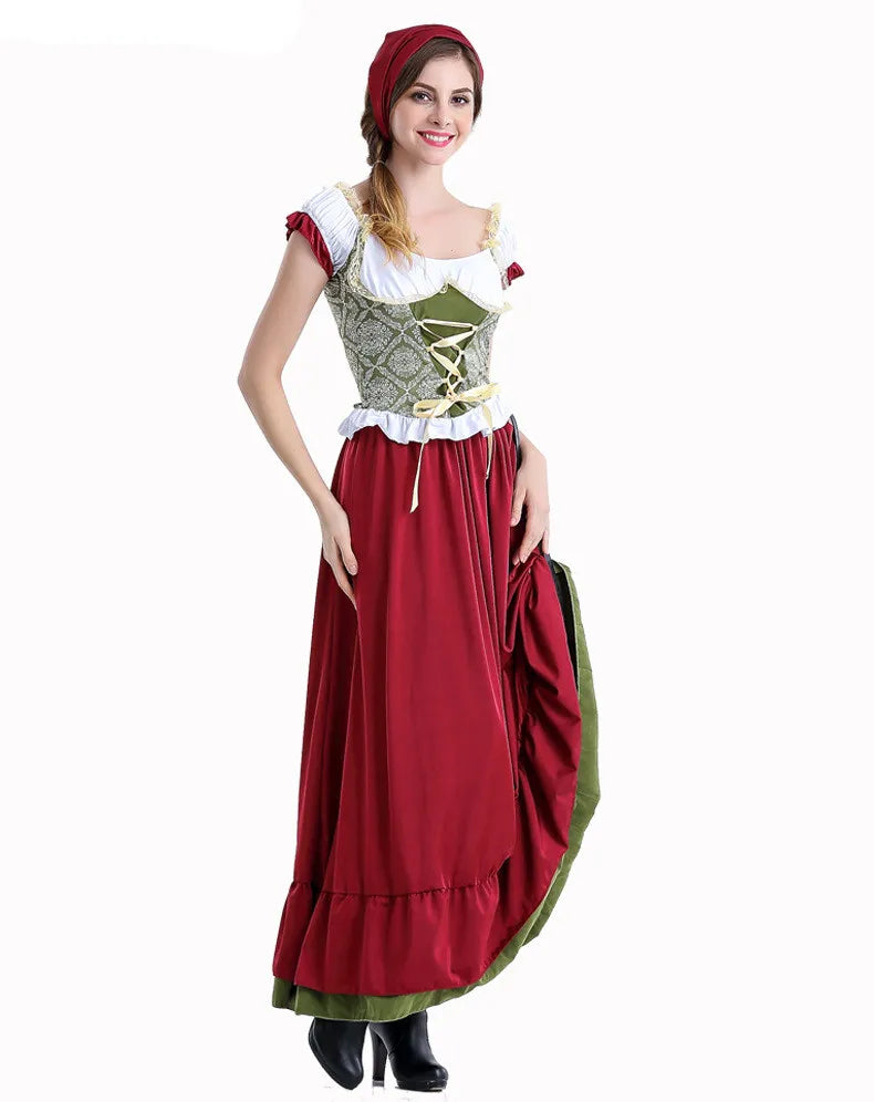 Kvinnors Oktoberfest Klänning Traditionell Polyester med Förkläde-4