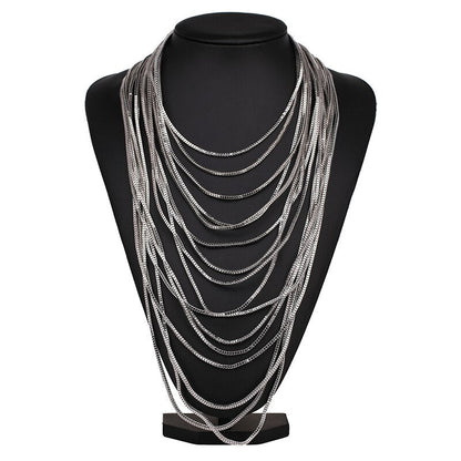 Dam Halsband Geometrisk Choker i Zinklegation Flerskiktad Design-2