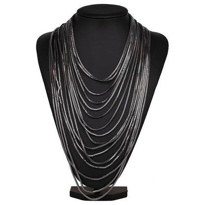 Dam Halsband Geometrisk Choker i Zinklegation Flerskiktad Design-3