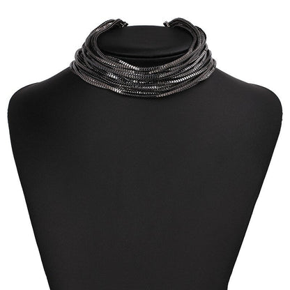 Dam Halsband Geometrisk Choker i Zinklegation Flerskiktad Design-6