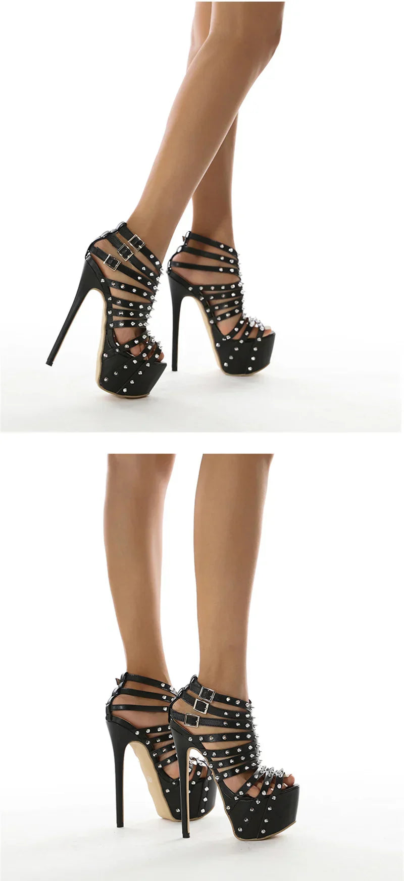 Dam Sandaler Gladiatorstil PU-läder för Eleganta Skor-5