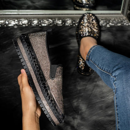 Variant image for Kvinnors Mockasiner Slip-On PU-Läder med Glittrande Detalj-1