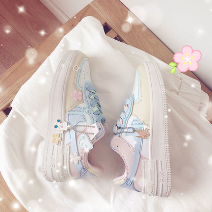 Dam Sneakers Låg Top PU-Läder Patchwork Design-6