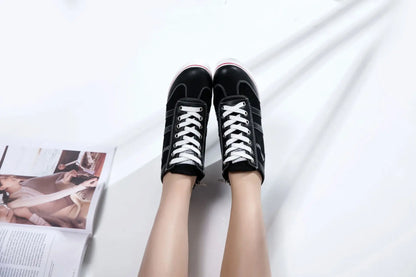 Kvinna Kilsneaker Modern Canvas Hög Häl Komfortabel-5